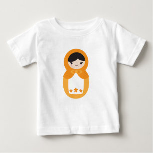 Camiseta Para Bebê Orange Matryoshka Doll