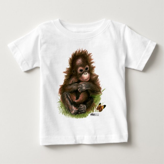 Camiseta Para Bebê Orangutan Baby e Butterfly (Frente)