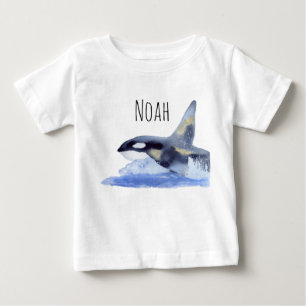 Camiseta Para Bebê Orca com ouro e nome personalizável