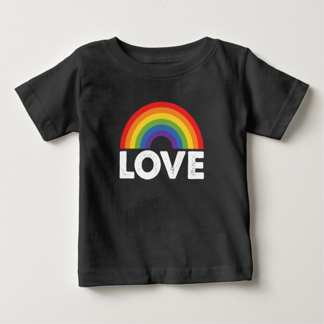 Camiseta Para Bebê Orgulho Amor Igualdade Gay Rainbow LGBTQ (Frente)