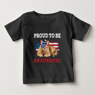 Camiseta Para Bebê Orgulho de ser americano Cat USA Flag Happy 4º 4º