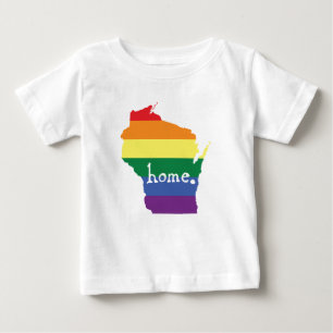 Camiseta Para Bebê Orgulho gay de Wisconsin Mapa do lar