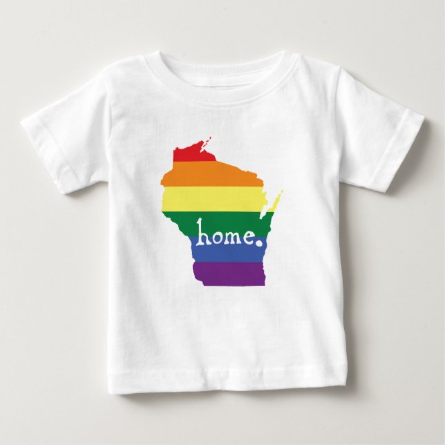 Camiseta Para Bebê Orgulho gay de Wisconsin| Mapa do lar (Frente)