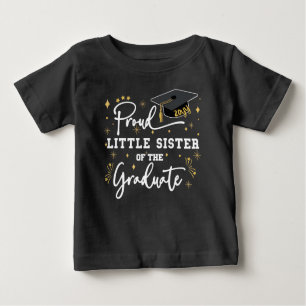 Camiseta Para Bebê Orgulhosa Irmã Do Formando  Preto