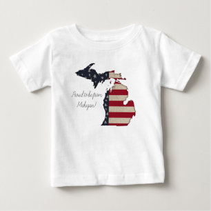 Camiseta Para Bebê Orgulhoso De Ser De Michigan   Patriótico