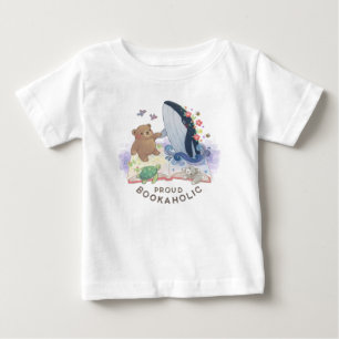 Camiseta Para Bebê Orgulhoso Livresco: Ilustração Mágica de Livros