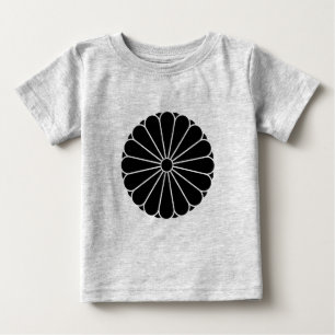 Camiseta Para Bebê Oriental Black Kiku Chrysanthemum Mon Kamon Art