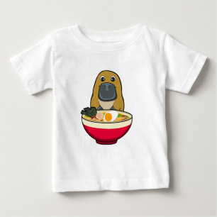 Camiseta Para Bebê Ornitorrinco e Ramen