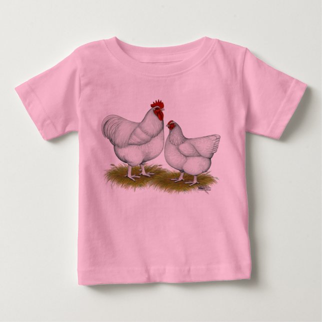 Camiseta Para Bebê Orpington: Par Branco (Frente)
