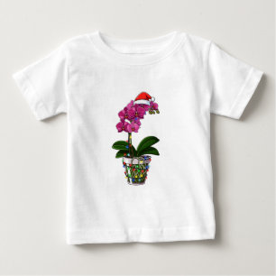 Camiseta Para Bebê Orquídea Falaenopsis Natal Luzes de Festa