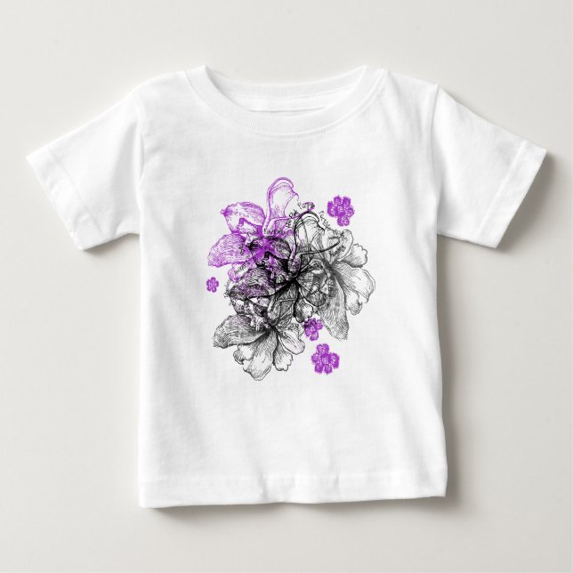 Camiseta Para Bebê Orquídea Wahine Lace Hawaiian (Frente)