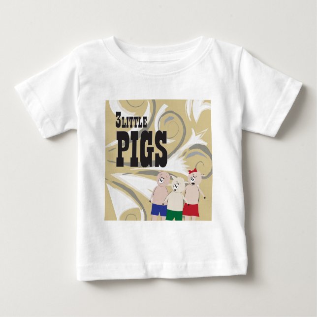 Camiseta Para Bebê Os 3 porcos pequenos (Frente)