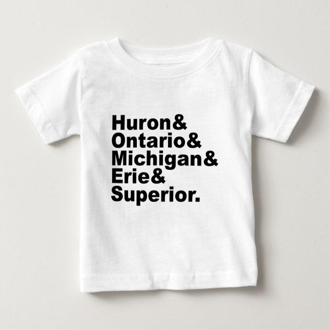 Camiseta Para Bebê Os 5 Excelentes Lagos | Huron Ontario Michigan Eri (Frente)