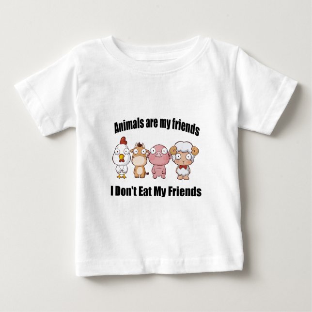 Camiseta Para Bebê Os animais são meus amigos (Frente)