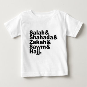 Camiseta Para Bebê Os Cinco Pilares do Islã Fé da Oração Muçulmana