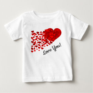 Camiseta Para Bebê Os Corações Vermelhos Te Ama