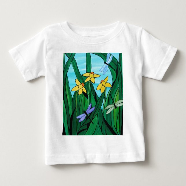 Camiseta Para Bebê Os Daffodils e o dragão voam (Frente)