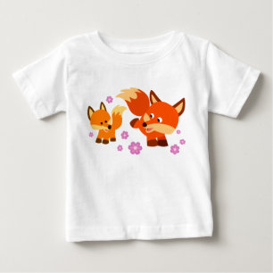 Camiseta Para Bebê Os desenhos animados brincalhão bonitos Foxes o