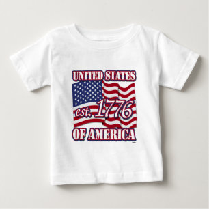 Camiseta Para Bebê Os Estados Unidos da América est 1776 com bandeira