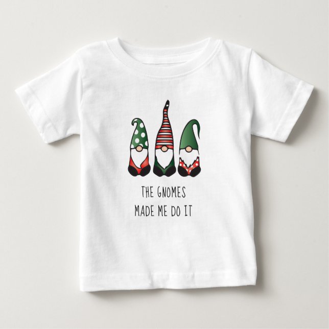 Camiseta Para Bebê Os Gnomos Me Fizeram Fazer Isso Engraçado Dizendo (Frente)