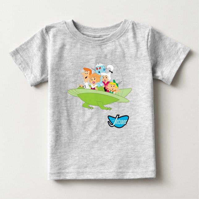 Camiseta Para Bebê Os Jetsons | Carro Voador Familiar (Frente)