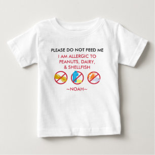 Camiseta Para Bebê Os miúdos personalizaram a alergia do amendoim, d