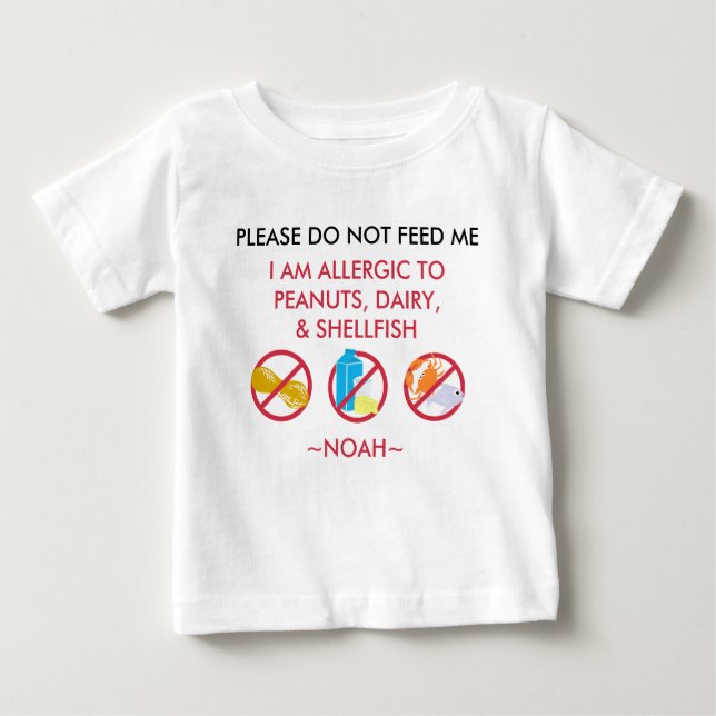 Camiseta Para Bebê Os miúdos personalizaram a alergia do amendoim, do (Frente)
