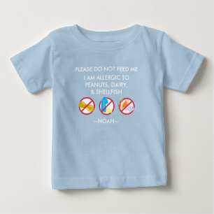 Camiseta Para Bebê Os miúdos personalizaram a alergia do amendoim, do