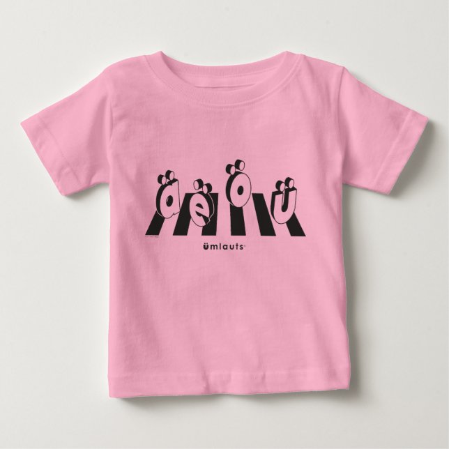 Camiseta Para Bebê “Os Umlauts™ Cruzando” (Frente)