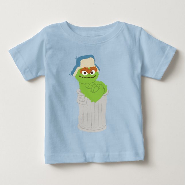 Camiseta Para Bebê Oscar, o Grouch Trash Can Lean (Frente)