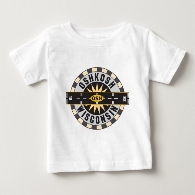 Camiseta Para Bebê Oshkosh, aeroporto WI OSH (Frente)