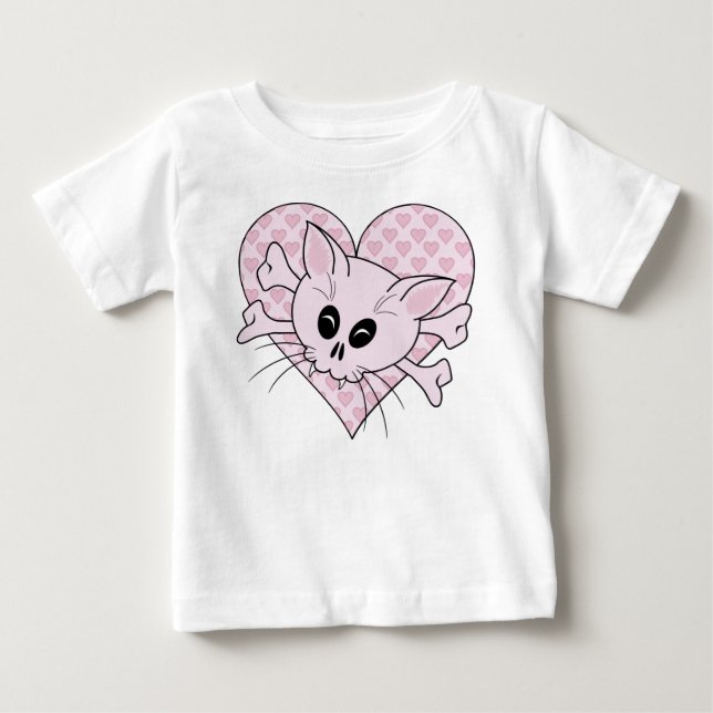 Camiseta Para Bebê Ossos do gatinho (Frente)
