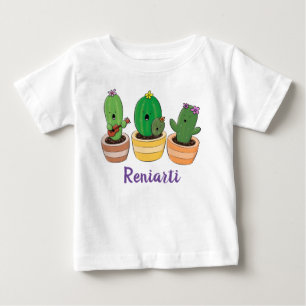Camiseta Para Bebê Ótima ilustração de desenho animado de cacto tr