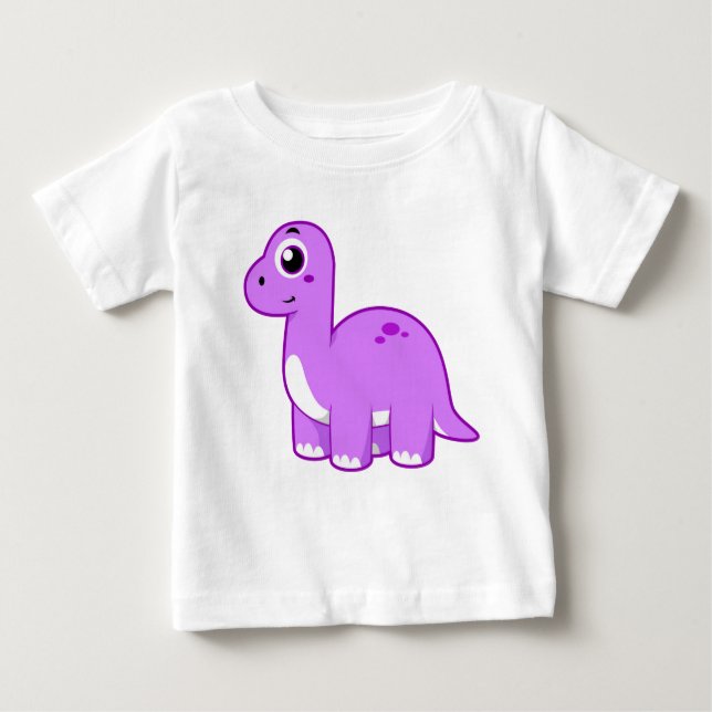 Camiseta Para Bebê Ótima Ilustração De Um Dinossauro Brontossauro. (Frente)