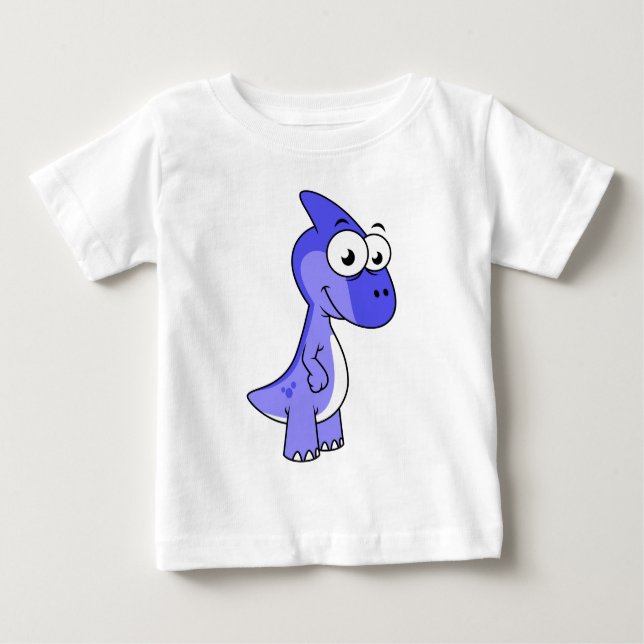 Camiseta Para Bebê Ótima Ilustração De Um Dinossauro Parasaurolofico. (Frente)