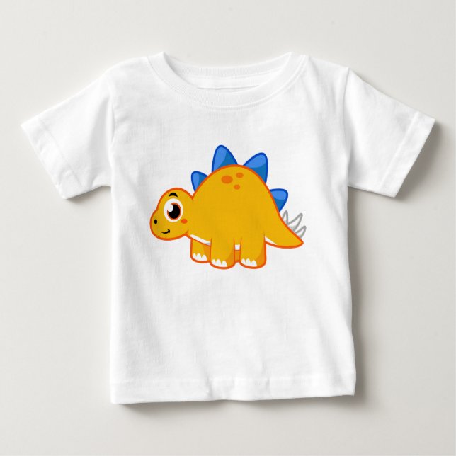 Camiseta Para Bebê Ótima Ilustração De Um Estegossauro. (Frente)