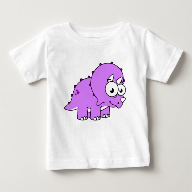 Camiseta Para Bebê Ótima Ilustração De Um Tricerátopo. (Frente)