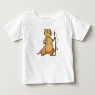 Camiseta Para Bebê Otter como pescador com barra de pesca