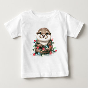 Camiseta Para Bebê Otter Natal