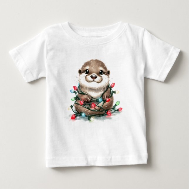 Camiseta Para Bebê Otter Natal (Frente)