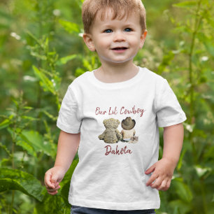 Camiseta Para Bebê Our Little Cowboy Personalized Baby Boy