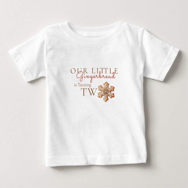 Camiseta Para Bebê Our little Gingerbread Turning Two (Frente)