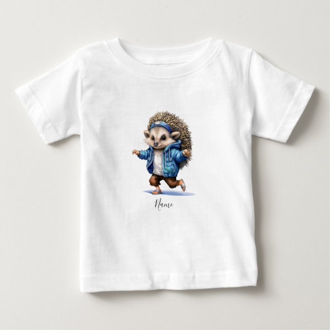 Camiseta Para Bebê ouriço dançante aquarela (Frente)