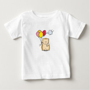 Camiseta Para Bebê ouriço de desenho animado fofo segurando balões co