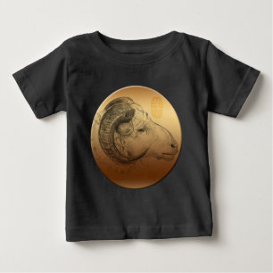 Camiseta Para Bebê Ouro Ano Ram Astrologia Chinesa Zodiac Bebê Teto