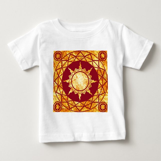 Camiseta Para Bebê Ouro Atlantean no vermelho (Frente)