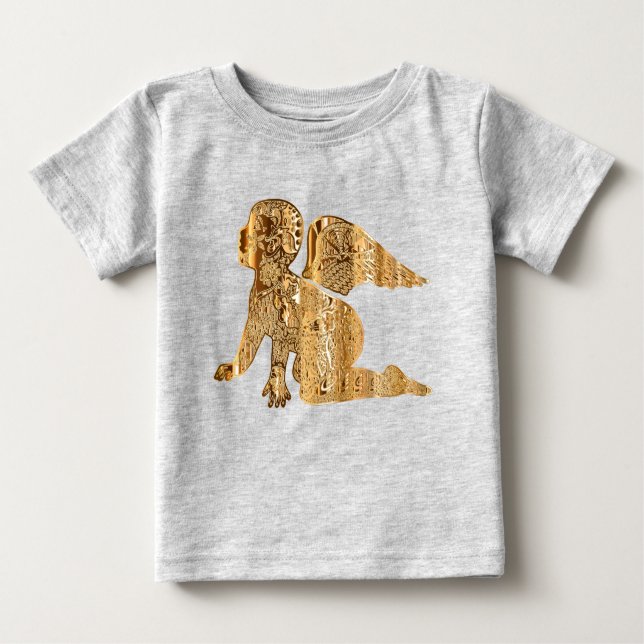 Camiseta Para Bebê Ouro Brilhante Pequeno Anjo (Frente)