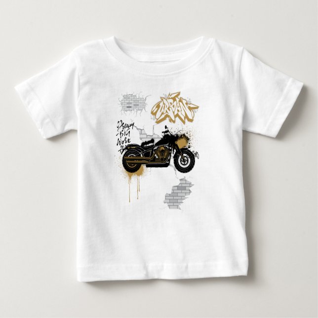 Camiseta Para Bebê Ouro de motocicleta (Frente)