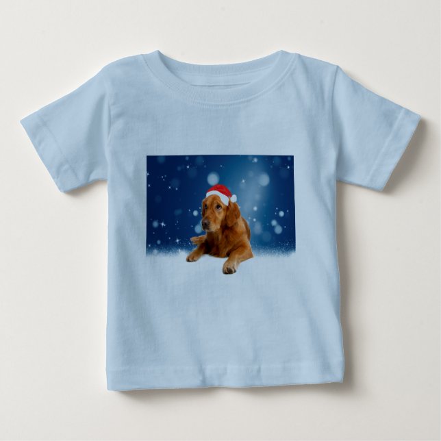 Camiseta Para Bebê Ouro de Natal Gelado Cachorro Cachorro Nata (Frente)
