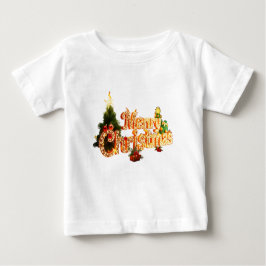 Camiseta Para Bebê Ouro de Natal Sparkle - Árvore Festiva